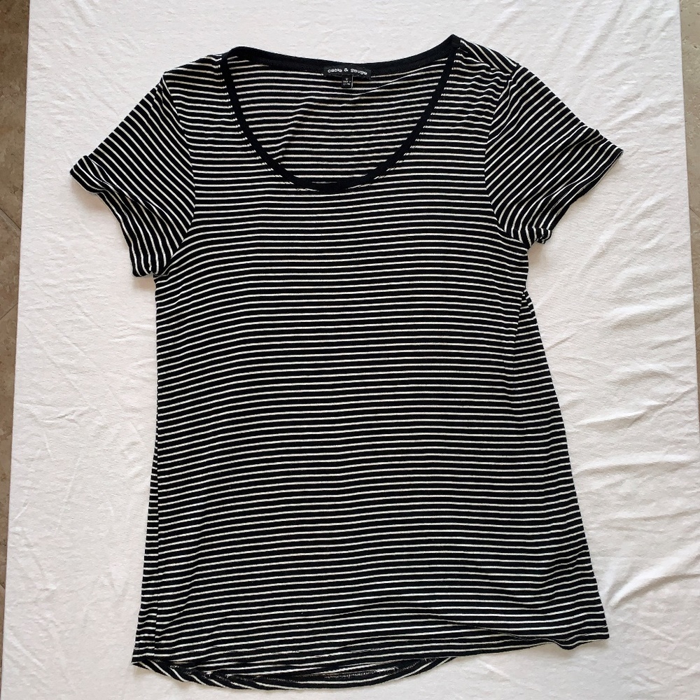 Black & White Stripped Flowy Shirt